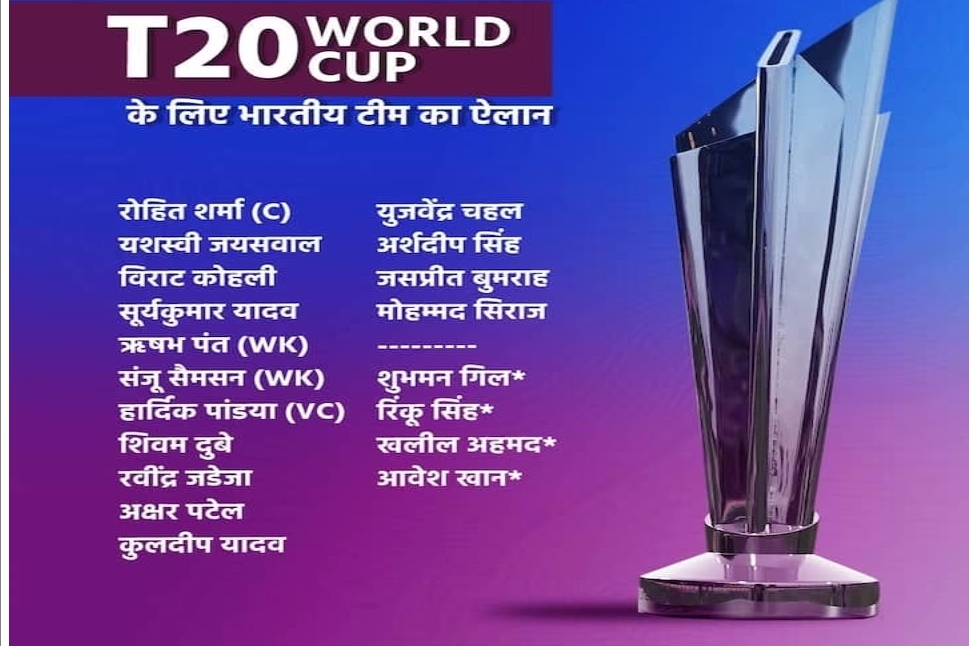 भारत ने टी20 वर्ल्ड कप के लिए की टीम घोषित, इनको मिली जगह …..